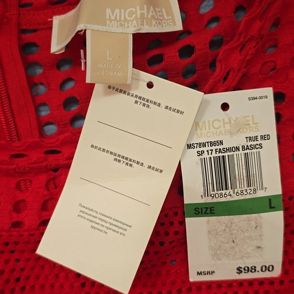 MICHAEL Michael Kors Red Ruffled Tiered Midi Dress - Picture 3 of 4